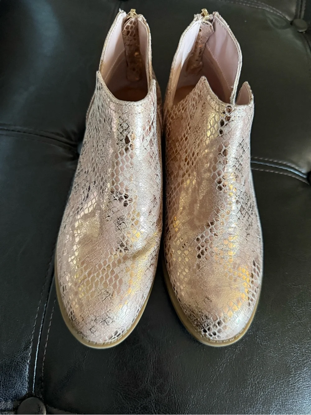 Kenneth Cole Reaction Girls' Metallic Pink Snake-Print Ankle Boots